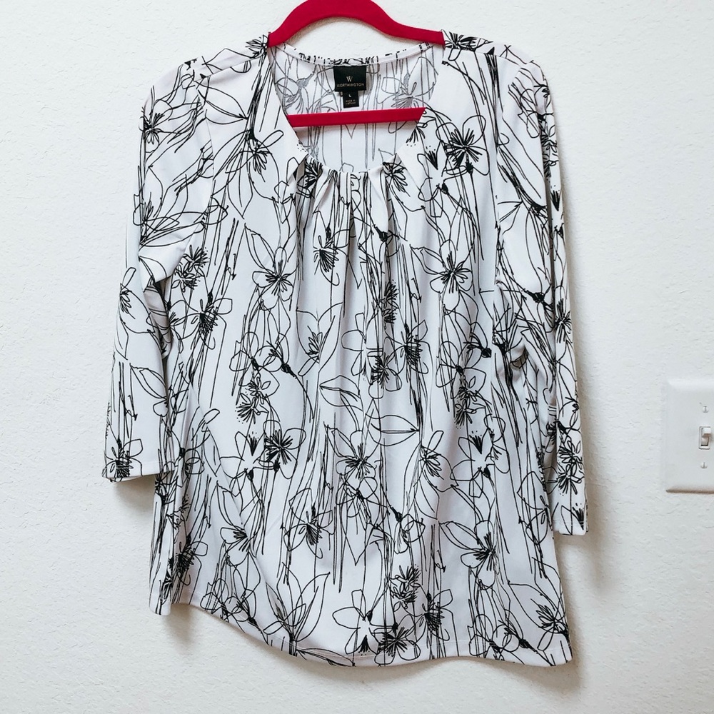 White Printed Blouse